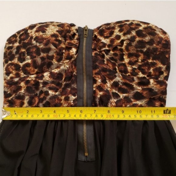Sans Souci Leopard Animal Print Y2K High Low Strapless Dress size M - Picture 10 of 11